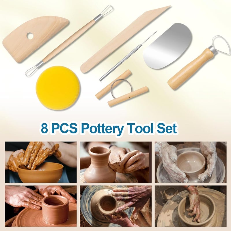 Amrules Clay Tools Kit, 8 PCS Pottery Tools, Practical Polymer Sculpting Tool Kit, Air Dry Clay Tool Set Suitable for Adults, Pottery Craft, Dotting, Drawing, Modeling, Shaping - Image 5